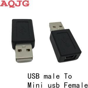 High Speed USB 2.0 Male to Mini USB Female Converter Connector Male to Female Adapter Classic Simple Design Black