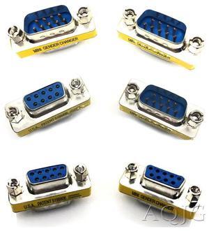 DB9 9Pin Male To Male Mini Gender Changer Adapter RS232 Serial Connector Female To Female Female To Male D-Sub Connectors