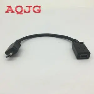 USB 2.0 Mini B 5-Pin Female to Micro Male Adapter cable About 15cm Black V3 to V8 adapter  Data cable 10cm