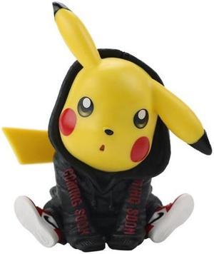 Pokemon Pokémon Tide Clothes Cap Sitting Pikachu Pokémon Anime Handrun Model Ornament Pikachusitting black