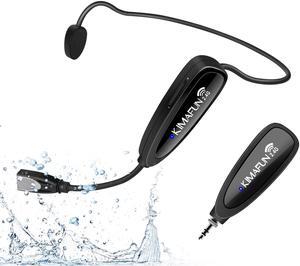 Fitness Wireless Microphone, KIMAFUN 2.4G Wireless Waterproof Headset Microphone with Transmitter and 3.5mm Receiver, For Fitness Instructor, Spinning, Yoga, Smartphone, Speaker, G100-1