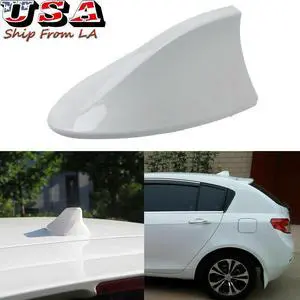 White Shark Fin Roof Antenna Aerial FM/AM Radio Signal Decor Car Trim Universal