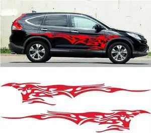 2X Red Fire Car Side Body Side Door Fender Vinyl Decal Sticker Universal
