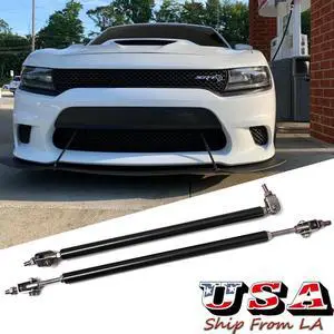 Adjustable 8"-11" Front Bumper Lip Splitter Strut Rod Tie Support Bars Universal Fit Most Cars (Black)