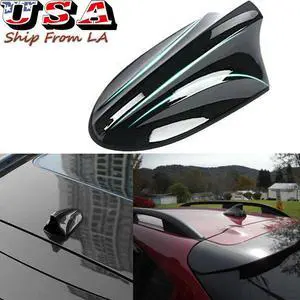 Large Glossy Black Waterproof Roof Shark Fin Antenna Radio Aerial Signal FM/AM
