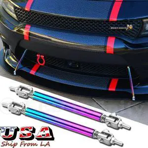 Adjustable 8"-11" Front Bumper Lip Splitter Strut Rod Tie Support Bars Universal Fit Most Cars (Neo)