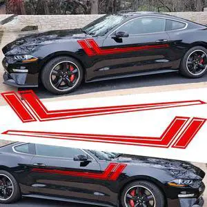2X Red Sport Racing Car Side Body Side Door Fender Vinyl Decal Sticker Universal