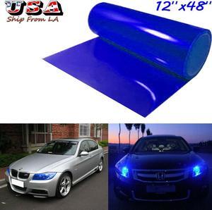 12"x 48" Gloss Dark Blue Tint Headlight Taillight Vinyl Wrap Sheet Sticker Trim