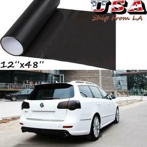 12"x 48" Matte Black Tint Headlight Taillight Vinyl Wrap Sheet Sticker Trim
