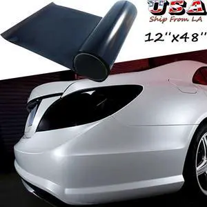 12"x 48" Gloss Black Dark Tint Headlight Taillight Vinyl Wrap Sheet Sticker Trim