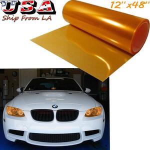 12"x 48" Gloss Orange Tint Headlight Taillight Vinyl Wrap Sheet Sticker Trim