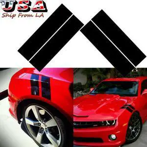 2X Black Vinyl Decals Car Sticker Side Hood Fender Stripes for Dodge Challenger