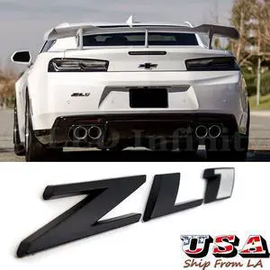 Black White ZL1 Rear Trunk Bumper Front Hood Emblem Sticker for Chevry Camaro