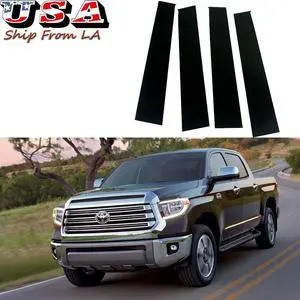 4 pcs Glossy Piano Black Pillar Posts Tint Overlay Panel Trim Side Door Window Cover For 2007-2021 Toyota Tundra
