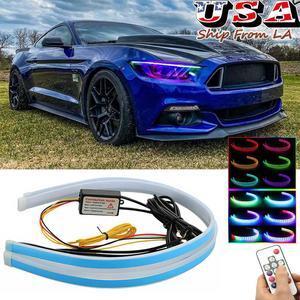 Headlight Strip Lights RGB Flexible Slim Sequential Flexible LED DRL Turn Signal for Ford Mustang
