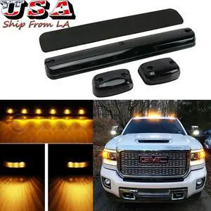 Amber Cab Light Smoked Roof Top Marker LED Running Lights 3000K 3pcs for Chevy Chevrolet GMC Sierra Silverado 1500 2500HD 3500HD