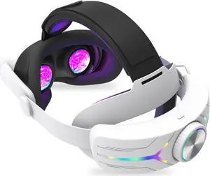 Adjustable RGB Elite Head for Meta Quest 3S with Built-in 12000mAh Battery Headband for Oculus Quest 3S Accessories White