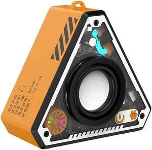SOVAWIN Bluetooth 5.3 Colorful LED Portable Triangle Mech Speaker with Carrying Handle Orange