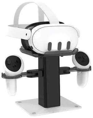SOVAWIN Multifunctional Charger station & Storage Stand for Meta Quest 3S/3/2 VR with RGB Lighting Effects - Adjustable Modes Black