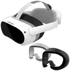 For Silicone Face Cover VR Accessories - Compatible with PICO 4 and PICO 4 Ultra, Protective Face Cover Fits Comfortably, Waterproof- Black & Gray 2 in 1 set