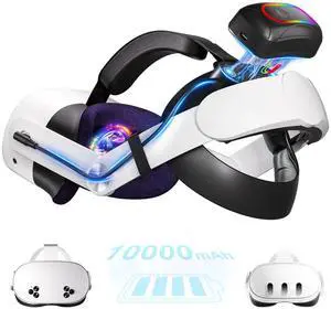 SOVAWIN With 10000mAh Battery Comfort Head Strap for Meta Quest 3/Quest 3S Replacement of Elite Strap Enhanced Playtime and Support - VR Accessores