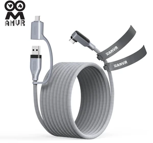 AMVR 16FT VR Link Cable,5m USB 3.0 Braided Data Cable with USB-A to C Adapter, Compatible with Meta Quest/Pico 4 Accessories + PC/SteamVR AMVR 16FT VR Link Cable,5m USB 3.0 Braided Data Cable with USB-A to C Adapter, Compatible with Meta Quest/Pico 4 Accessories + PC/SteamVR