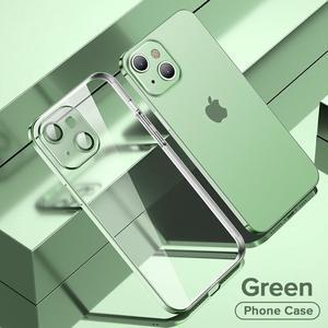 Plating Case For iPhone 13 Pro Max Full Lens Cover Shockproof Soft TPU Cellphone Case Cover For iPhone 13 Pro Max Light Green iPhone 13