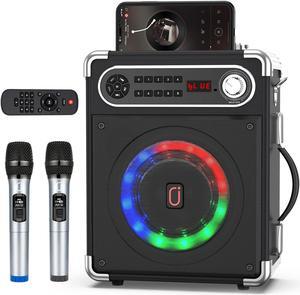 JYX-S55 Karaoke Machine, Bluetooth Speaker with 2 Wireless Karaoke Microphones, Home Karaoke System