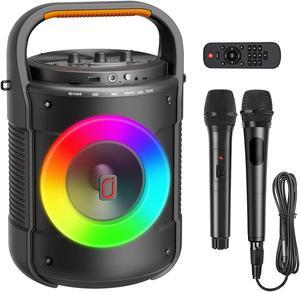 JYX Karaoke Machine with 2 Microphones, Singing Machine Home Karaoke System, Bluetooth Speaker with RGB Light for Birthday Christmas Gift