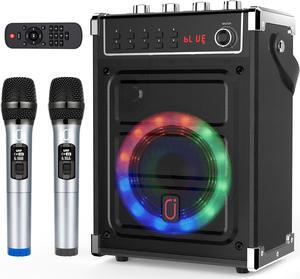 JYX Bluetooth Karaoke Machine for Adult, Singing Machine Karaoke System with 2 Karaoke Microphones, FM Radio, Aux, Rec