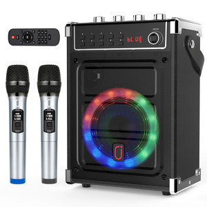 Machine De Karaoké Portative Avec 2 Micros Sans Fil - Bluetooth - Effets Vocaux - Batterie - Pour Fêtes à La Maison