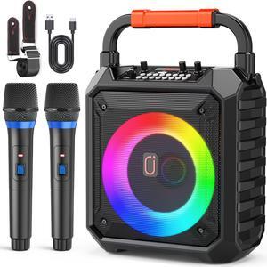 JYX Karaoke Machine for Kids Adult, Home Karaoke System Singing Machine, 2 Wireless Karaoke Microphone, Bluetooth Speaker with Light, T17-T