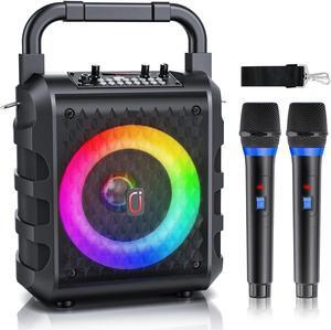 JYX Karaoke Machine with 2 Microphone, Portable Bluetooth Speaker for Adult, Home Sing Karaoke Speaker PA System with DJ Lights, Recording Function, T18-T
