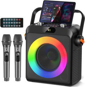 JYX Karaoke Machine for Adult, Karaoke Speaker with 2 Microphones, Outdoor Bluetooth Speaker PA System with RGB Light, Live Streaming Function, T19-T