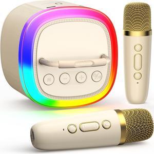 JYX Mini Karaoke Machine Set, Portbale Bluetooth Speaker with 2 Wireless Karaoke Microphones, Singing Machine Karaoke System for Kids Adult