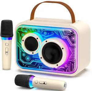 JYX Mini Karaoke Machine for Kids Aldults, Karaoke Speaker with RGB Light, Portable Bluetooth Speaker with Microphone, Fun Sound Effects, Home Party Karaoke System for Gifts, D30