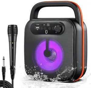 JYX Karaoke Machine for Adults Kids, Professional Portable Handheld Speaker with Microphone Supports 24H Palytime, Bluetooth 5.3, DJ Lights, TF Card/USB/AUX, Bass/Treble for Home/Outdoor Party, D50
