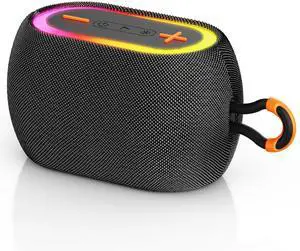 JYX Portable Speaker, 30W Powerful Stereo Sound Bluetooth Speaker with Light, Waterproof Speaker for Outdoor, Supports TF card, USB, IPX7, L1-Black