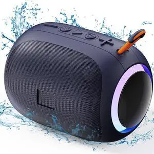 JYX Portable Speaker, IPX7 Waterproof Mini Bluetooth Speaker with 8 Hours Playtime, Outdoor Speaker with LED Light, L5-Blue