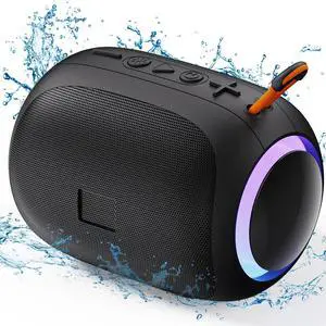 JYX Portable Speaker, IPX7 Waterproof Mini Bluetooth Speaker with 8 Hours Playtime, Outdoor Speaker with LED Light, L5-Blue/Black