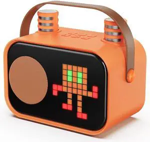 JYX Karaoke Machine, Home Karaoke System with 15 Animated Dispaly Modes, Mini Portable Wireless Karaoke Machine with 2 Microphones, Orange