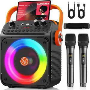 JYX Karaoke Machine, Wireless Speaker with RGB Light for Party, Home Singing Speaker with 2 Microphones, T35-T JYX Karaoke Machine, Wireless Speaker with RGB Light for Party, Home Singing Speaker with 2 Microphones, T35-T