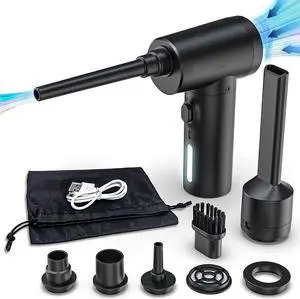 LAUGFIN Electric Air Duster & Vacuum 2 in 1,Cordless Portable Compressed air Duster with 50000 RPM,Rechargeable Air Blower,Replaces Compressed Air Cans for Computer Keyboard Car Camera Cleaning