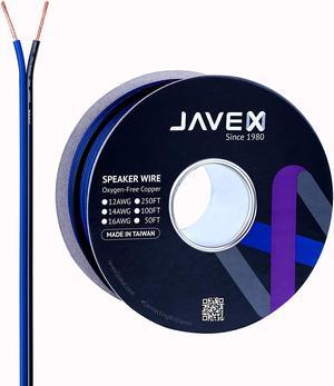 16-Gauge AWG JAVEX Speaker Wire OFC Oxygen-Free Copper 99.9% Cable for Hi-Fi Systems, Mixer, Amplifiers, AV receivers, Home Theater, Subwoofer, and Car Audio System, 50 FT, Blue/Black
