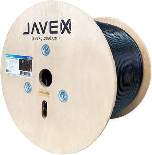 JAVEX 23AWG CAT6 Outdoor UL UV-Resistant and Weather-Proof PE Jacket [CMX] Bare Copper 600MHz, ETL Listed, UTP Ethernet Bulk Cable, 1000 Feet, Black