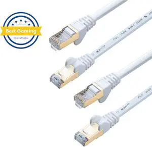CAT 6A / CAT 7 Ethernet JAVEX Patch Cable Network Internet Cord RJ45 Standard 600MHz 10Gbps UL Listed Jumper LAN for Modem Router, Game Console and Computer Switches 10 FT 2 Pack White