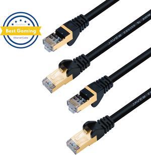 CAT 6A / CAT 7 Ethernet JAVEX Patch Cable Network Internet Cord RJ45 Standard 600MHz 10Gbps UL Listed Jumper LAN for Modem Router, Game Console and Computer Switches 10 FT 2 Pack Black