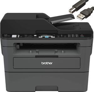 Brother MFC-L2710DW Wireless Compact Monochrome Laser All-in-One Printer, Auto 2-Sided Printing, 32ppm, 250-sheet, 2400 x 600 dpi, Works with Alexa, Black & Grey - Bundle with JAWFOAL Printer Cable