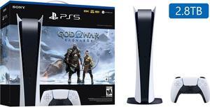 PlayStation_PS5 Video Game Console (Digital Edition) - God of War Ragnarök Bundle - Upgraded 2.8TB PCIe Gen 4 NVNe SSD Gaming Console