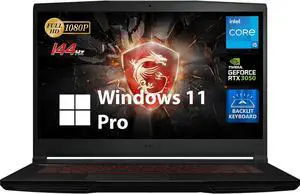MSI GF63 Gaming Laptop, 15.6" FHD IPS Display, Intel Core i5-11400H, NVIDIA GeForce RTX 3050, 64GB RAM, 2TB SSD, Wi-Fi, Backlit Keyboard, Bluetooth, Windows 11 Pro, Cefesfy Gaming Mouse 2 TB 64GB MSI GF63 Gaming Laptop, 15.6" FHD IPS Display, Intel Core i5-11400H, NVIDIA GeForce RTX 3050, 64GB RAM, 2TB SSD, Wi-Fi, Backlit Keyboard, Bluetooth, Windows 11 Pro, Cefesfy Gaming Mouse 2 TB 64GB